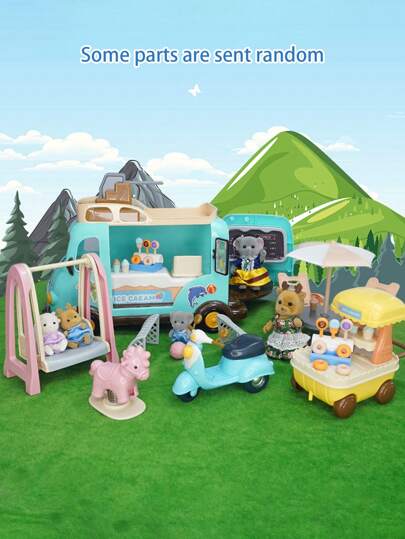 Stomle Family 1pc 1:12 Dollhouse Accessories Miniature Simulation Motorcycle, Baby Car, Piano, Bed, Bathroom, Fridge, Washer, Study, School Bus, Beach Car, Forest Family Figurines, Luxury Villa Room Decor, Realistic Doll Gifts,Brown Set Bathroom Accessories,Miniature>Miniatures For Teenager,Dolls House>Kids Dollhouse Kits