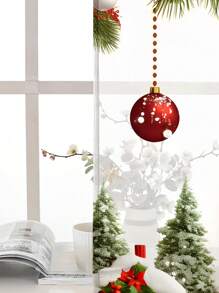 1pc Christmas Window Curtain, Printed With Christmas Tree And Bell Patterns, Suitable For Living Room, Bedroom, Kitchen, And All Season Decoration, Sheer Tulle, Rod Pocket Hanging, Translucent And Unlined, 3D Digital Printing Technique  Christmas Decor  Christmas Decorations Christmas Decoration Home Decor Room Decor - Multicolor - View 7