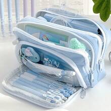 1 pièce Trousse à crayons de grande capacité avec design portable, idéal pour le bureau et l'école. Polyvalente en tant que sac de maquillage, convient pour le bureau, l'école, les jeunes, les filles, les garçons, les hommes, les femmes, les adultes, trousse à crayons, sac d'école