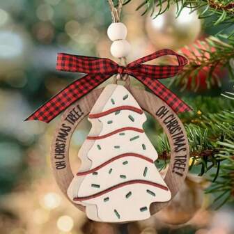 1st julgransprydnader, OH julgran! Snack tårtprydnad, söt rolig juldekoration, ny uppgradering av trä julgransdekorationer, Halloween, Halloween dekoration