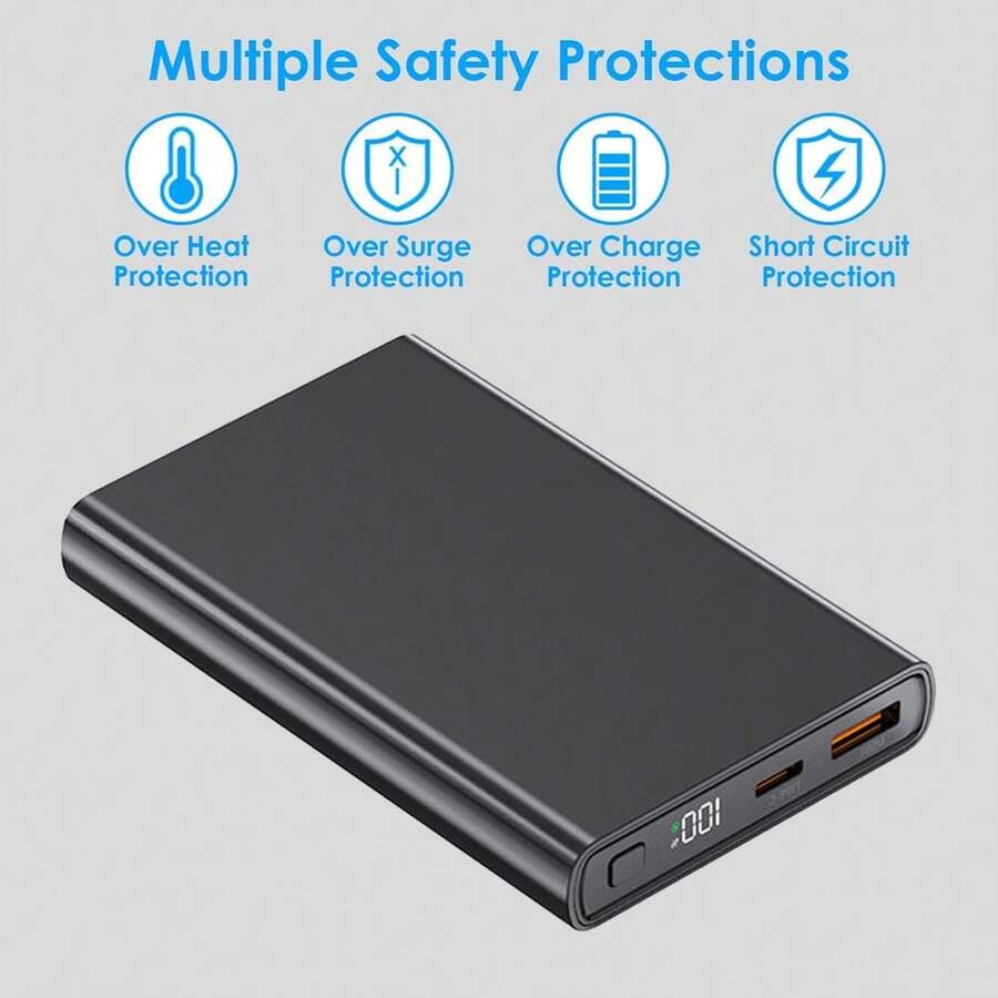 10000mAh Power Bank Pack Fast Charger 2 USB External Battery For Mobile Phone UK - Black - View 1