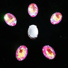 椭圆形、银色、金色金属爪基、彩虹色、果冻糖 AB、蛋白石色花式椭圆闪亮手工缝纫水晶玻璃手工缝制水钻装饰珠平背有孔宝石 DIY 配件缝制石头水钻用于装饰衣服、连衣裙、包、鞋子、胸针、耳环、手工艺品 DIY。 - 七彩 多色 - 查看 51