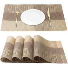4pcs/6pcs Vinyl Placemats, Japanese PVC Placemats, Waterproof Slip Resistant Heat Insulation Placemats For Restaurants