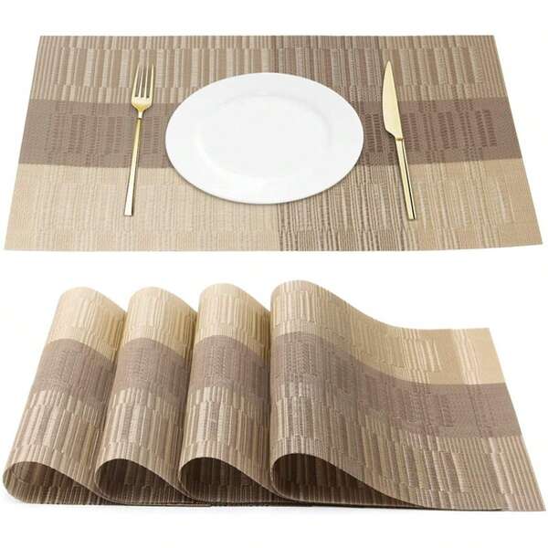 4pcs/6pcs Vinyl Placemats, Japanese PVC Placemats, Waterproof Slip Resistant Heat Insulation Placemats For Restaurants