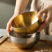 1 pièce/3 pièces Bol à salade en acier inoxydable doré, bol de mélange de cuisine multifonction. Ensemble de casserole de cuisson profonde, casserole pour battre les œufs, plateau pour battre la crème. Cadeau de Noël, fournitures scolaires