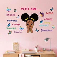 Decal dán tường cô gái, phim hoạt hình Châu Âu và Mỹ cô gái nhỏ bướm trích dẫn dán tường tranh tường tự làm bóc ra và dán tường nghệ thuật trang trí nhà hình nền cho phòng ngủ phòng khách TV ghế sofa trang trí tiệc mừng em bé trang trí gia đình quà tặng - Nhiều màu - Xem 2