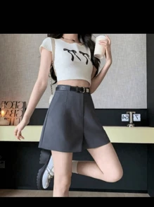 Simple Versatile Solid Color Shorts - 深灰色 - 查看 2