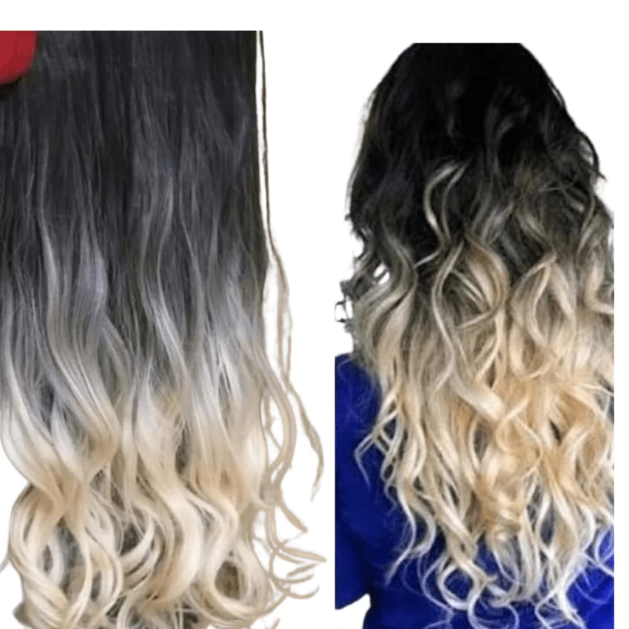 Ombre Hair Clip-In With Light Blonde Wavy 60cm Bio Organic - Tóc vàng ombre - Xem 1
