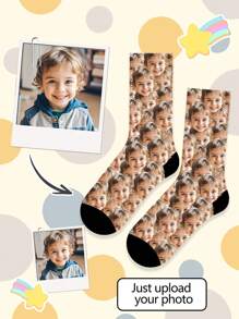 1 paire de chaussettes mi-mollet personnalisées pour enfants, avec n'importe quel visage sur les chaussettes, garçons et filles. Chaussettes personnalisées avec photos. Paires d'images personnalisées intéressantes avec des chaussettes mi-mollet à longues. Convient pour la Saint-Valentin, multifonctionnel, ornemental, lettres, élégant, ordonné, moderne, coloré, mignon, adorable, décontracté, personnalisé, personnalisé, unique, personnalisé, cadeau pour bébé, cadeau idéal pour lui, cadeau idéal pour elle, fils, fille