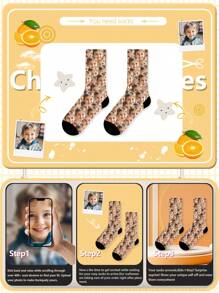 1 paire de chaussettes mi-mollet personnalisées pour enfants, avec n'importe quel visage sur les chaussettes, garçons et filles. Chaussettes personnalisées avec photos. Paires d'images personnalisées intéressantes avec des chaussettes mi-mollet à longues. Convient pour la Saint-Valentin, multifonctionnel, ornemental, lettres, élégant, ordonné, moderne, coloré, mignon, adorable, décontracté, personnalisé, personnalisé, unique, personnalisé, cadeau pour bébé, cadeau idéal pour lui, cadeau idéal pour elle, fils, fille