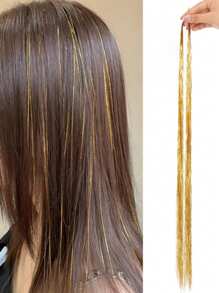 1 Piece Of Shiny Glitter Hair Extensions For Women Hippie Weave Headdress Hair Weaving Tool Length 100 Cm - Multicolor - View 17