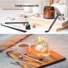Stainless Steel Candle Accessory Set,Candle Wick Trimmer Cutter+Candle Snuffer Extinguisher+Wick Dipper+Storage Tray+Gift Package For Candle Lover (Multicolor) The Product Has Some Scratches &Chromatic Aberration - Multicolor - View 12