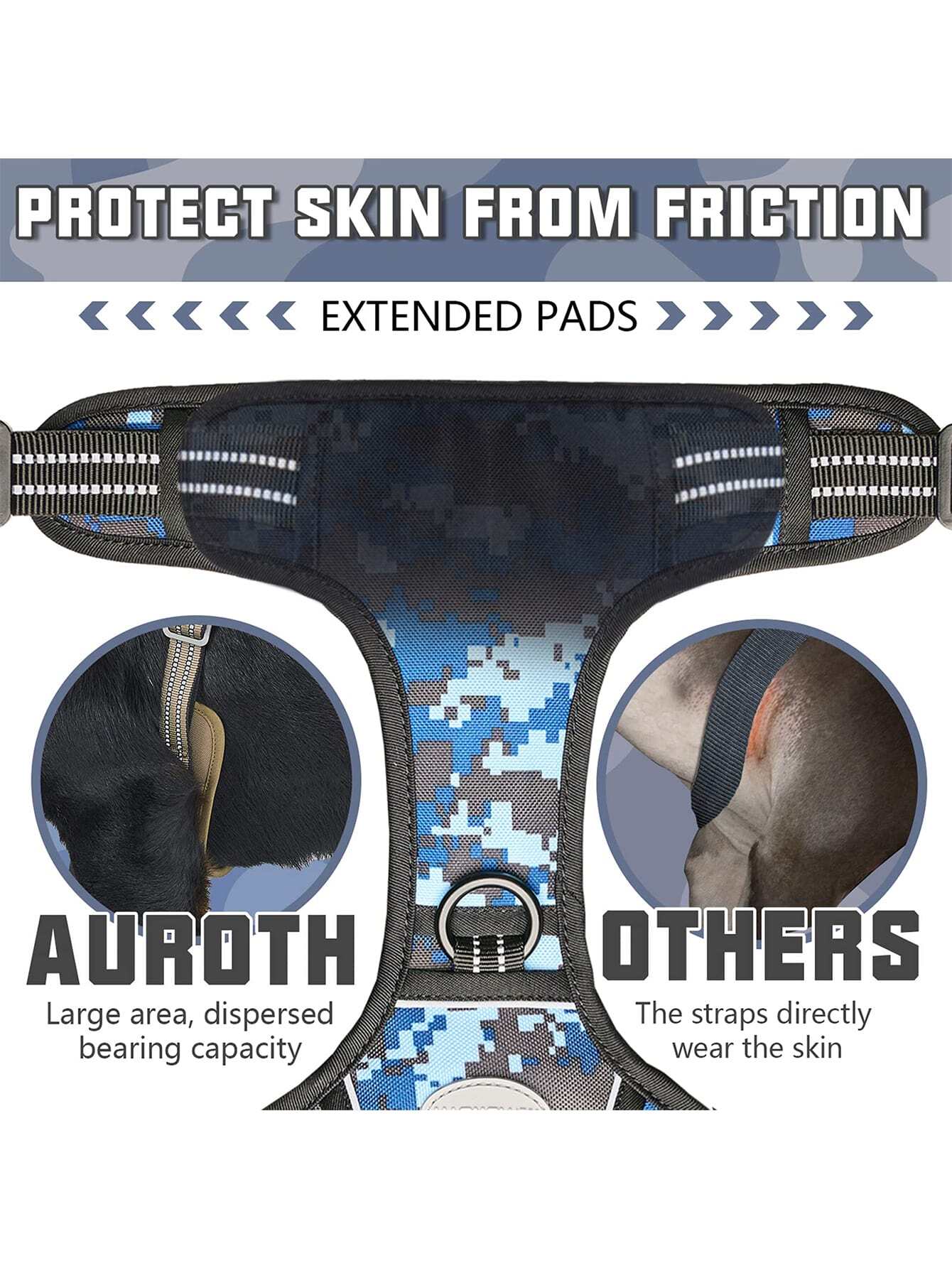 AUROTH Tactical Harness For Large Dogs No Pull Adjustable Pet Harness Reflective K9 Working