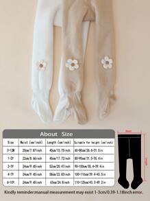 2 双厚款花卉印花紧身裤，保暖连裤袜，婴儿/女孩打底裤，秋冬季 - 彩色 - 查看 3