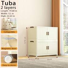 Caixa organizadora dobrável para armário, sala de estar, baú de brinquedos, armário de cozinha, armário para lanches, armário de banheiro, armário de armazenamento simples e luxuoso de plástico com várias camadas - tipo gaveta espaçosa, organizador de brinquedos e artigos diversos para L