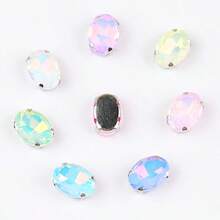 椭圆形、银色、金色金属爪基、彩虹色、果冻糖 AB、蛋白石色花式椭圆闪亮手工缝纫水晶玻璃手工缝制水钻装饰珠平背有孔宝石 DIY 配件缝制石头水钻用于装饰衣服、连衣裙、包、鞋子、胸针、耳环、手工艺品 DIY。 - 七彩 多色 - 查看 63