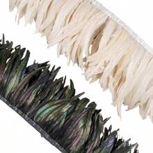 2M 25-30cm Artificial Rooster Tail Feather Trim Ribbon DIY Wedding Dresses Accessory Sewing Plume Headwear Carnival White Feathers Crafts Decoration - Multicolor - View 5