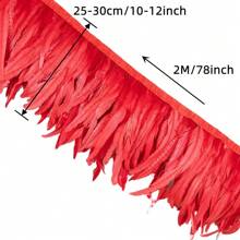 2M 25-30cm Artificial Rooster Tail Feather Trim Ribbon DIY Wedding Dresses Accessory Sewing Plume Headwear Carnival White Feathers Crafts Decoration - Multicolor - View 3