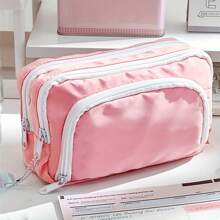 1 pièce Trousse à crayons de grande capacité avec design portable, idéal pour le bureau et l'école. Polyvalente en tant que sac de maquillage, convient pour le bureau, l'école, les jeunes, les filles, les garçons, les hommes, les femmes, les adultes, trousse à crayons, sac d'école