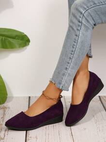Women's Fashion Plus Size Low Heel Flat Shoes, Non-Slip New Casual Slip-On Shoes For Small Feet To Increase Height, French Low Vamp Loafers, Comfortable Breathable Moccasins, Pointed Toe Oxfords, All Seasons