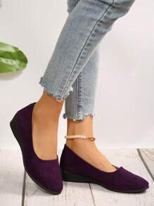 Women's Fashion Plus Size Low Heel Flat Shoes, Non-Slip New Casual Slip-On Shoes For Small Feet To Increase Height, French Low Vamp Loafers, Comfortable Breathable Moccasins, Pointed Toe Oxfords, All Seasons