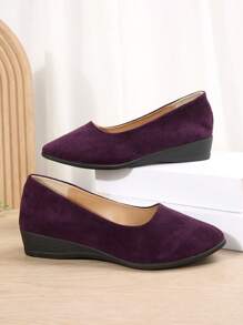 Women's Fashion Plus Size Low Heel Flat Shoes, Non-Slip New Casual Slip-On Shoes For Small Feet To Increase Height, French Low Vamp Loafers, Comfortable Breathable Moccasins, Pointed Toe Oxfords, All Seasons