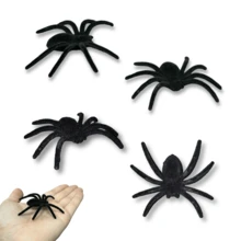 Kit 4 Spiders Halloween Decoration Spider 75 Cm And +3 Spiders 12 Cm To Complete Your Scary Halloween Decoration Halloween Ornament - màu đen - Xem 4