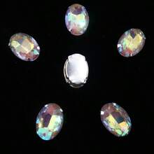 椭圆形、银色、金色金属爪基、彩虹色、果冻糖 AB、蛋白石色花式椭圆闪亮手工缝纫水晶玻璃手工缝制水钻装饰珠平背有孔宝石 DIY 配件缝制石头水钻用于装饰衣服、连衣裙、包、鞋子、胸针、耳环、手工艺品 DIY。 - 七彩 多色 - 查看 72