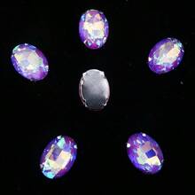 椭圆形、银色、金色金属爪基、彩虹色、果冻糖 AB、蛋白石色花式椭圆闪亮手工缝纫水晶玻璃手工缝制水钻装饰珠平背有孔宝石 DIY 配件缝制石头水钻用于装饰衣服、连衣裙、包、鞋子、胸针、耳环、手工艺品 DIY。 - 七彩 多色 - 查看 83