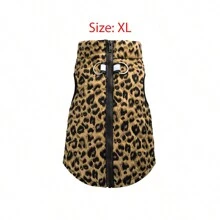 1pc Khaki New Leopard Print & Spotted Gourd Pattern Dog Coat With Back Zipper, Washable Pet Jacket Suitable For Large, Medium And Small Dogs, Home Or Outdoor Use - Khaki - View 16