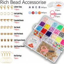 Kit de 4015 piezas para hacer pulseras con cuentas de arcilla, set de accesorios combinados para hacer collares, brazaletes y pendientes con cuentas planas de estilo preppy, un regalo de de cuentas de barro con estética bohemia