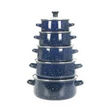 Set de 5 piezas Ollas esmaltadas de porcelana con diseño de estrellas, incluye olla de sopa, cacerola y olla guisera, de alta calidad y durabilidad, en variedad de tamaños, adecuadas para cocina a gas, vitrocerámica y llama abierta, utensilios de cocina para la cocina y el comedor - Multicolor - Ver 14