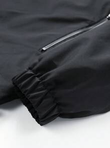 男士长袖休闲户外轻便字母印花防风夹克，春秋季 - 黑色 - 查看 9