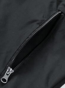 男士长袖休闲户外轻便字母印花防风夹克，春秋季 - 黑色 - 查看 8