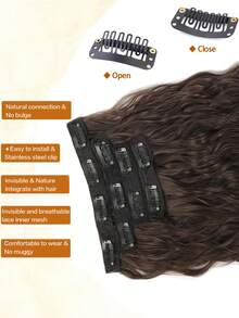 12 英寸合成女士时尚波浪短卷发接发、顶部接发、接发、马尾辫。 - 棕色 - 查看 3