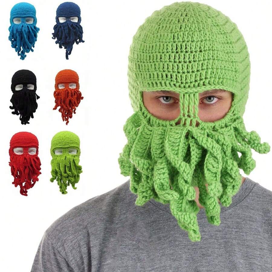 Mũ cướp biển Balaclava trượt tuyết, Mũ mùa đông cho nam nữ, Mũ trùm đầu bạch tuộc Cthulhu đan ấm áp, Mặt nạ chống gió thể thao ngoài trời - Nhiều màu - Xem 1
