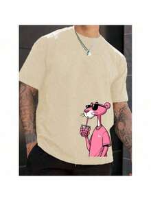 Uissex Pink Panther T-Shirt 100% Cotton Shirt - Màu be - Xem 2