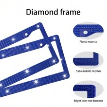 1 件 Bling Bling 塑料汽车牌照框，带手工水晶钻，多色、防锈、耐用，带配件可作为圣诞礼物 - 彩色 - 查看 5