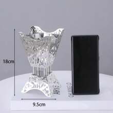 1 pieza Quemador de aceites esenciales de aleación de zinc con patrón floral y fuente artística, decoración del hogar, regalo de inauguración de casa - Plateado - Ver 7
