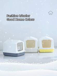 Hộp vệ sinh cho mèo lớn, kín hoàn toàn, kiểu nhà tuyết, chống bắn tung tóe và khử mùi cho mèo con - Nhiều màu - Xem 6