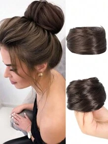 凌乱发髻 直发髻 接发 迷你橡皮筋发髻 发圈 合成甜甜圈 假发配件 高发髻 - 彩色 - 查看 14