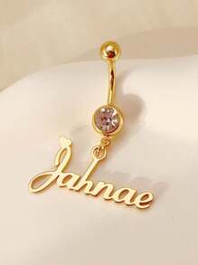 Custom Name Belly Ring, Zirconia Belly Ring, Customized Navel Ring, Belly Button Ring, Personalized Name Belly Ring, Gift For Her. Birthday Gifts Valentine's Day Gifts Valentines