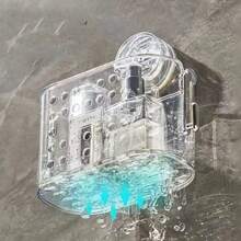 Caja de almacenamiento de toallas faciales de residuos con ventosa, estante montado en la pared para lavabo, estante de almacenamiento de toallas faciales, cesta colgante para el baño - Multicolor - Ver 10