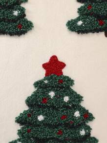 Miater 1 vỏ gối nhung thêu hình cây thông Noel, trang trí phòng khách và phòng ngủ - Màu xanh lá cây đậm - Xem 5