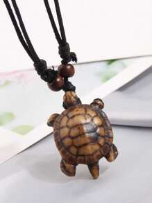1pc Fashionable  Simple Cute Turtle Pendant Necklace For Men - Coffee Brown - View 13