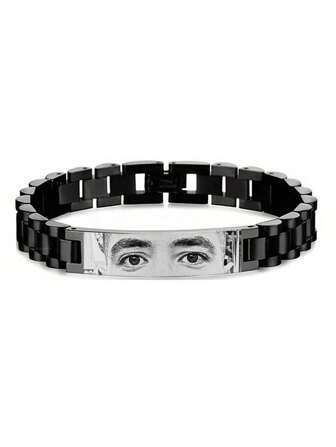 1 st personlig graverad ögondesign rostfritt stål lasergraverad DIY par smycken armband, svart, silver, stilig, färgglad, vintage, unisex, hipster, enkel, avslappnad, anpassad, personlig, unik, idealiska gåvor för honom, idealiska gåvor för honom Henne, Henne, Pojkvän, Flickvän, Pappa, Mamma, Familj, Vänner, För årsdagar, För födelsedagar, För examen, För Bal, För Fest