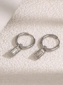 1 对女士锆石几何复古耳钉 - 金黃色 - 查看 3