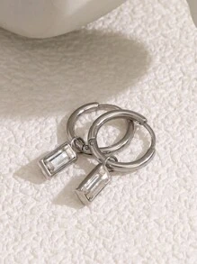 1 对女士锆石几何复古耳钉 - 金黃色 - 查看 5