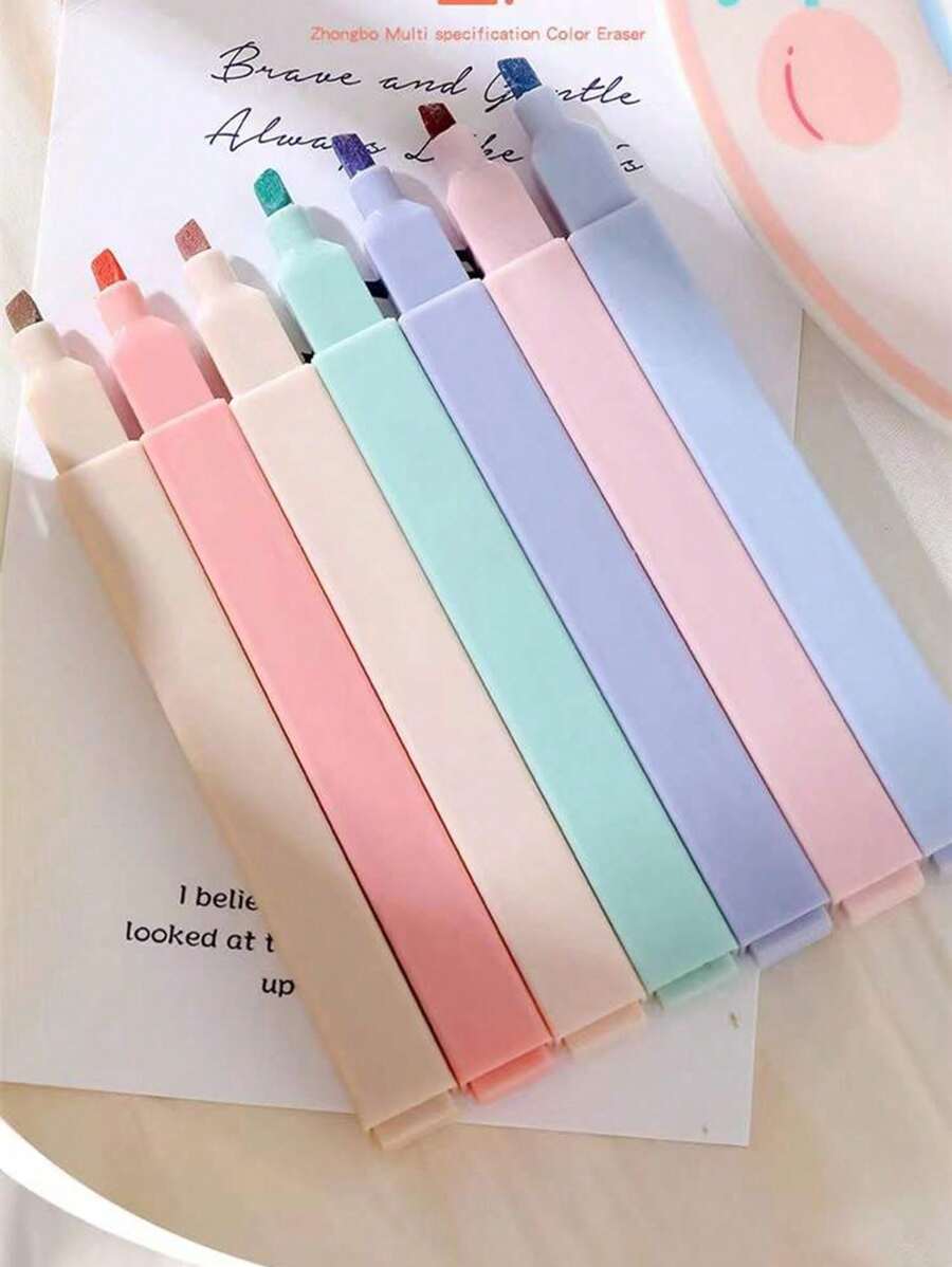 6/12pcs/Set Soft Tip Highlighter Light Color Kawaii Marker Pen DIY Photo Album Journal Fluorescent Pen Student Stationery Back To School