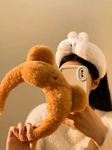 1pc Cute Plush Bear & Rabbit Earband, Sweet For Women, Ideal For Face Mask Wearing In Autumn/Winter